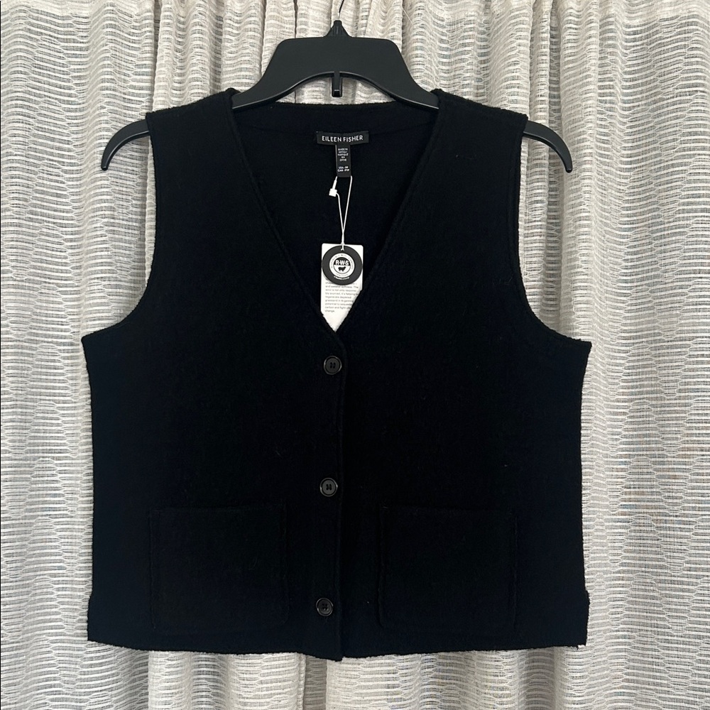 Eileen Fisher boiled wool vest - black - size PP
